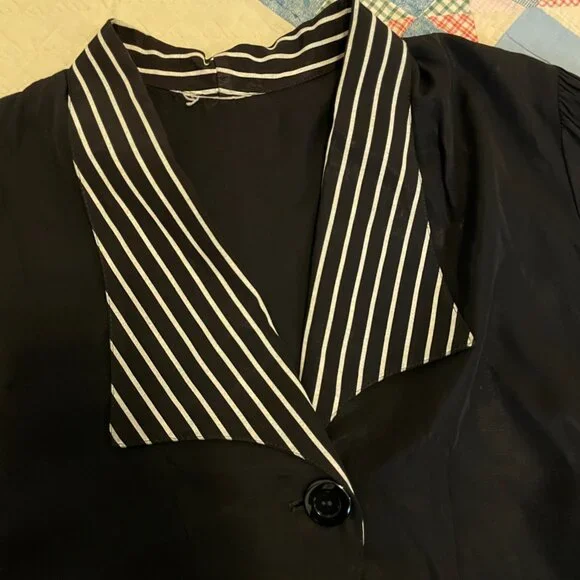 Vintage 1950 Black White Bolero Crop Top Vamp Rockabilly Sexy Short Blouse Small - Picture 11 of 14